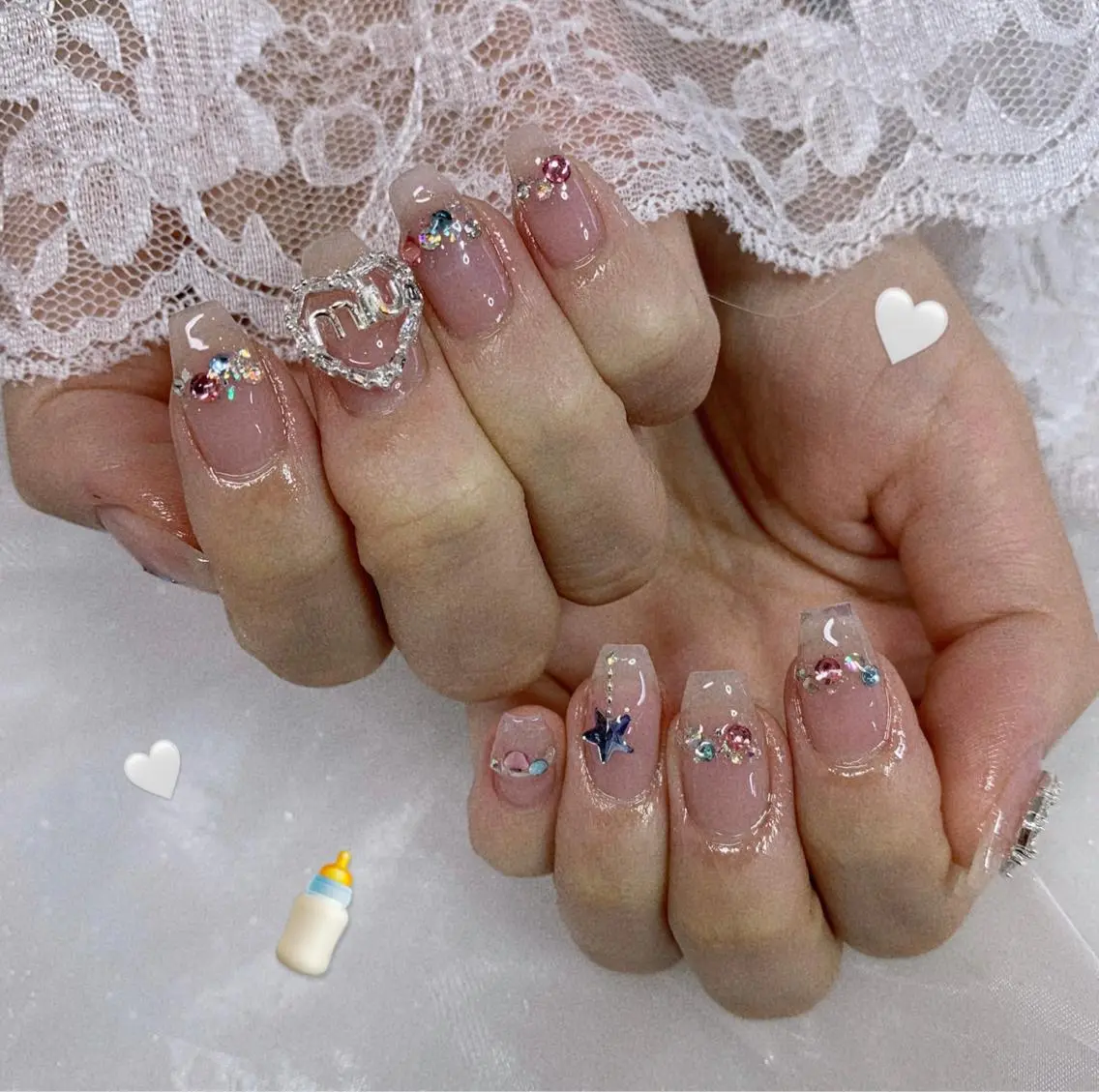 ネイル シルバー ハンドネイル La neige* yuki 🐩🌙のネイルデザイン