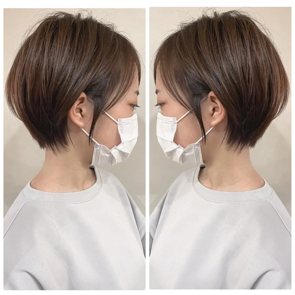 ショート カラー ショートボブ ハンサムショート 丸みショート デザインカラー ハイライトカラー カット ヘアカラー 京都大人女性ショート 徒歩1分/秋山のヘアスタイル