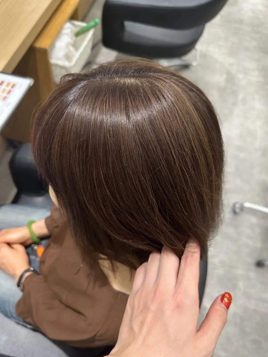 ミディアム カラー ハイライトカラー ハイライト カット ヘアカラー 巻ける髪質改善🫧ハ イライト/永田汰伊智のヘアスタイル