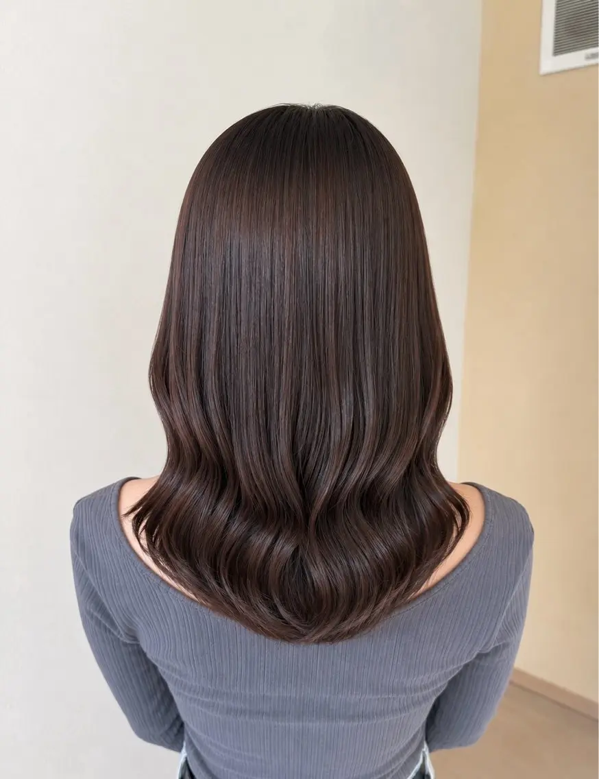 セミロング カラー ブラウンカラー ナチュラルブラウン ヘアカラー 艶カラー／ 朝香のヘアスタイル
