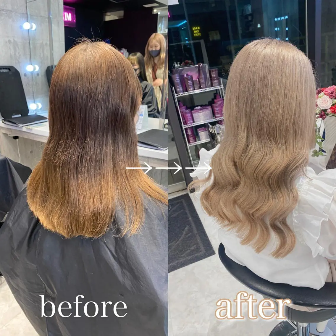 ロング カラー ヘアカラー トリートメント ハイトーン特化💍 chloe💍韓国のヘアスタイル