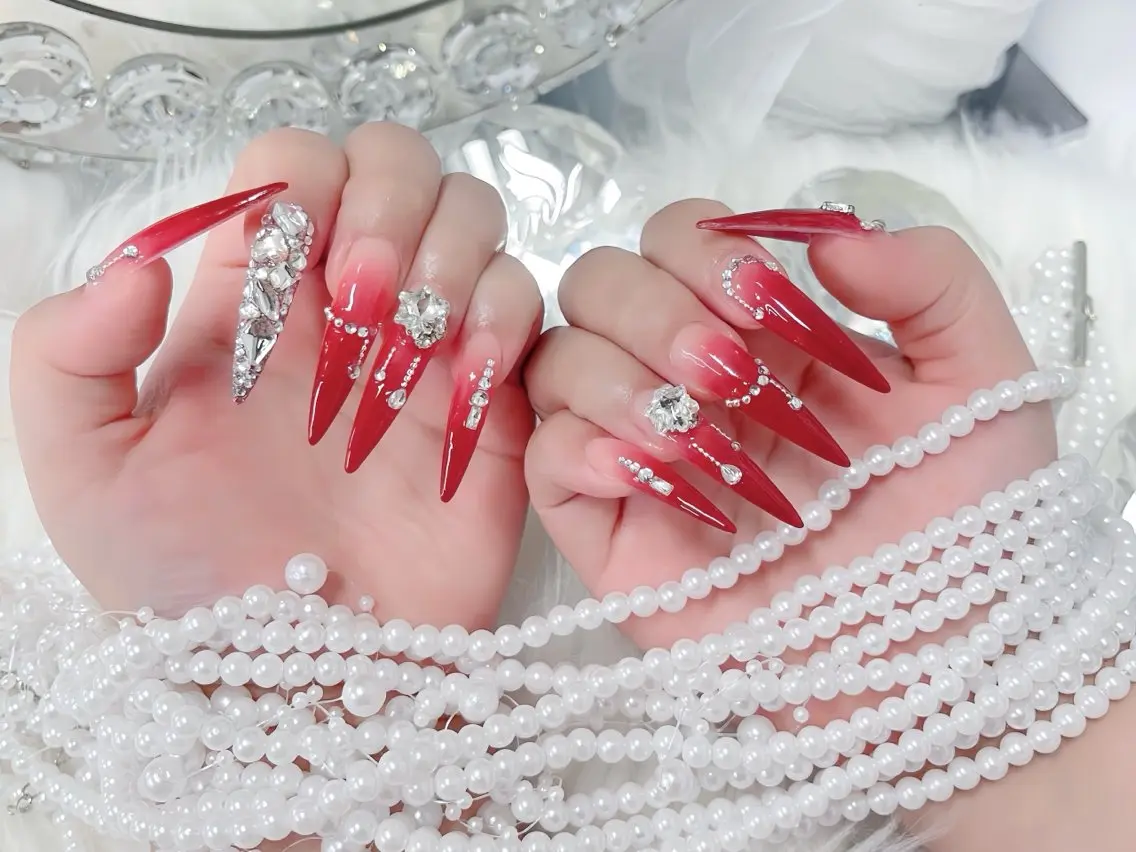 ネイル ブルー ジェルネイル ガーリー グラデーション グリーン ハンドネイル Rin Nail 新大久保店のネイルデザイン