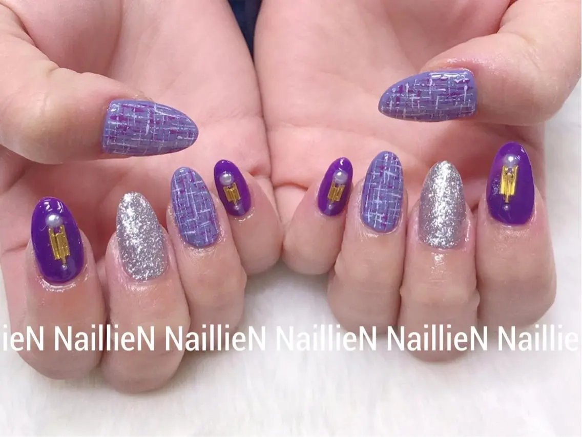 ネイル ツイードネイル 冬ネイル クリスマス Nail lieNのネイルデザイン