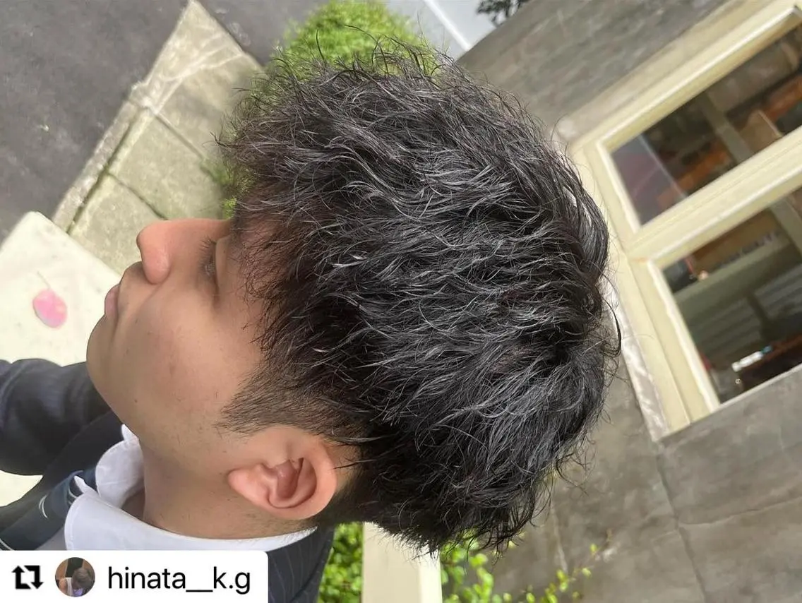ショート カラー パーマ メンズ マッシュ メンズパーマ プードルパーマ メンズウルフカット ショートヘア 🩷Eny terrace🩷のヘアスタイル