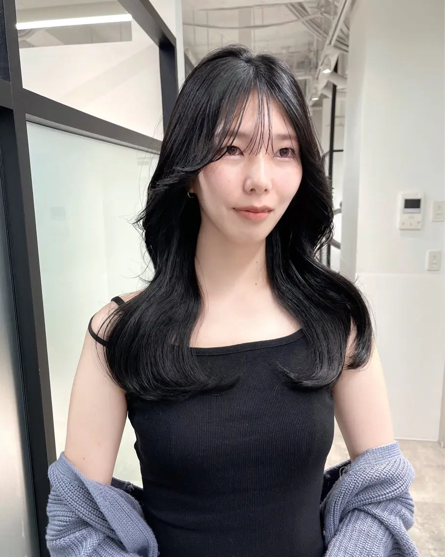 ロング 韓国風ヘア レイヤーカット カット ヘアカラー トリートメント 韓国レイヤーカット 髪質改善▫️水野有真のヘアスタイル