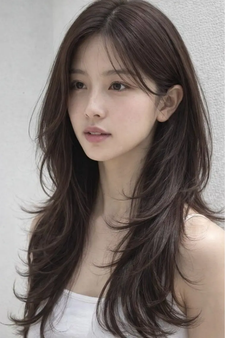 ロング 🫧ロングレイヤー 韓国透明感カラー🫧のヘアスタイル