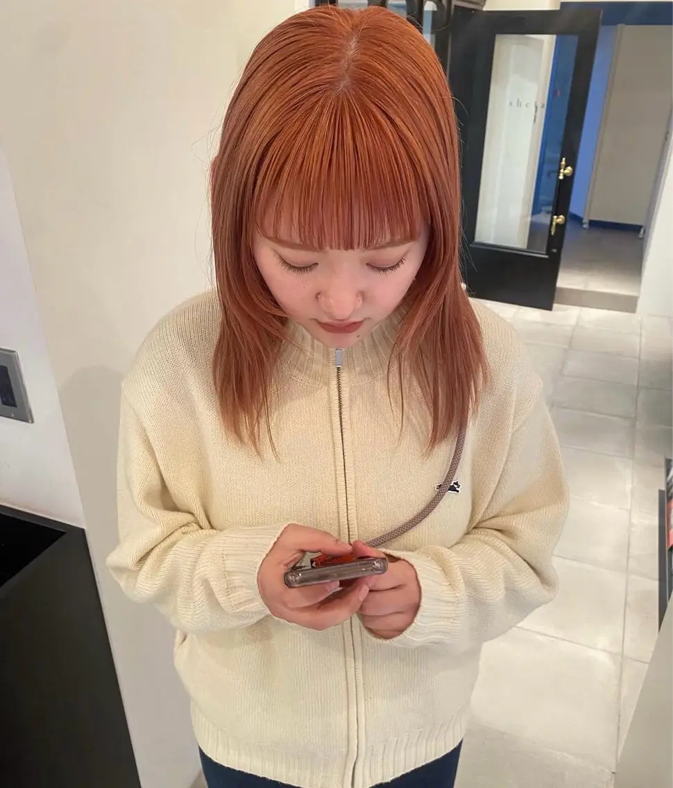 🧡《透明感アップ🍊》うる艶オレンジベージュ✨ブリーチなしで垢抜けの写真