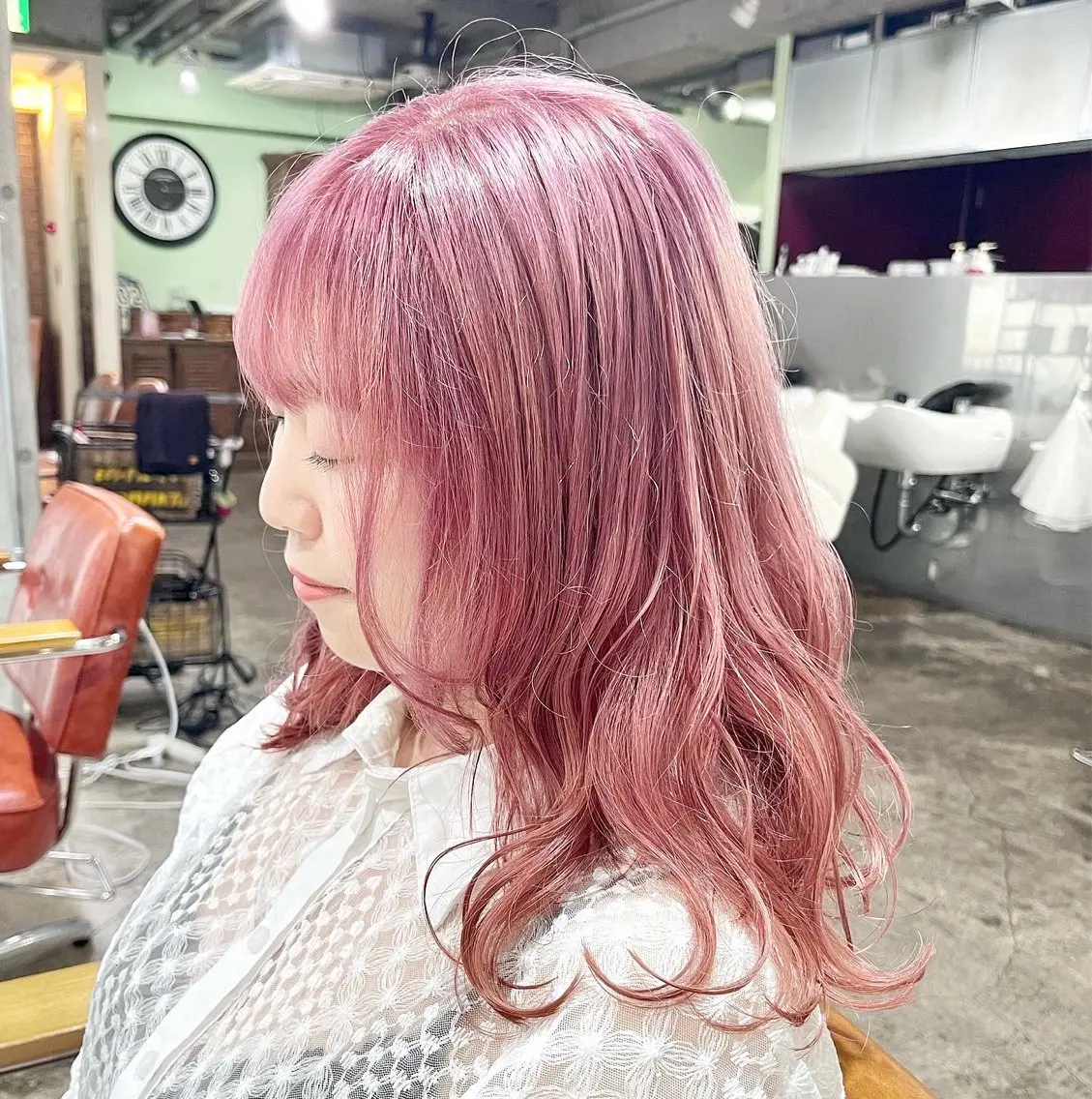 セミロング カラー ヘアアレンジ ブリーチ ヘアカラー ヘアセット💘 似合わせカラーのヘアスタイル