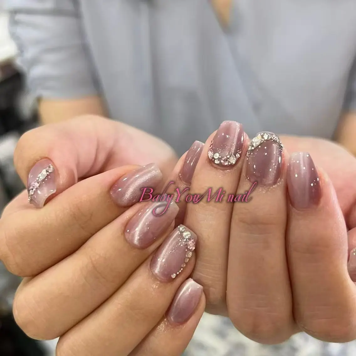 ネイル オーロラネイル チークネイル 成人式 フットネイル フレンチネイル ハンドネイル BabyYouMi nailのネイルデザイン