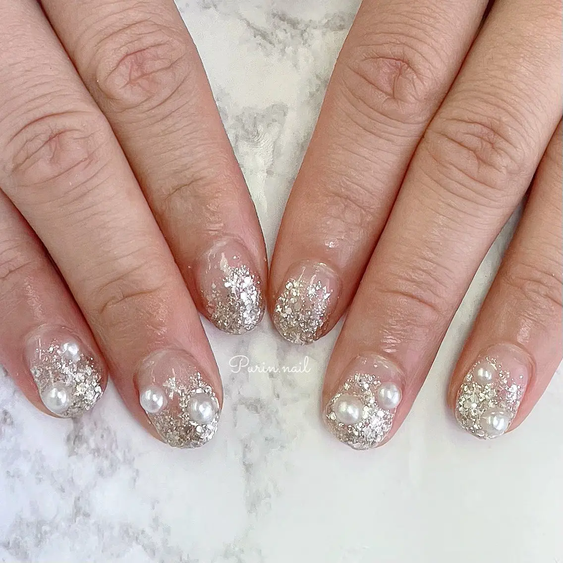 ネイル ラメ(グリッター) ラメグラデーション ハンドネイル Nails by Purin🍮のネイルデザイン