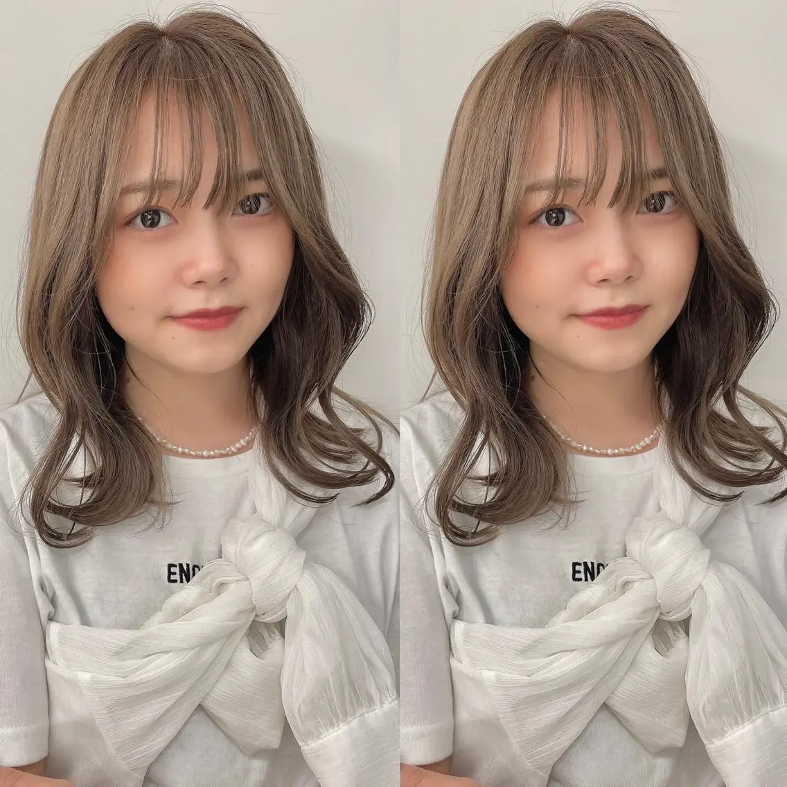ミディアム カット ヘアカラー トリートメント 髪質改善will hairdesignのヘアスタイル