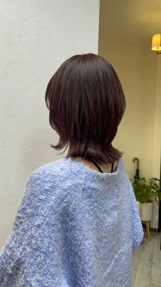 ミディアム くびれヘア くびれレイヤー レイヤーカット むらたナチュラルパー マ🌀透明感カラーのヘアスタイル