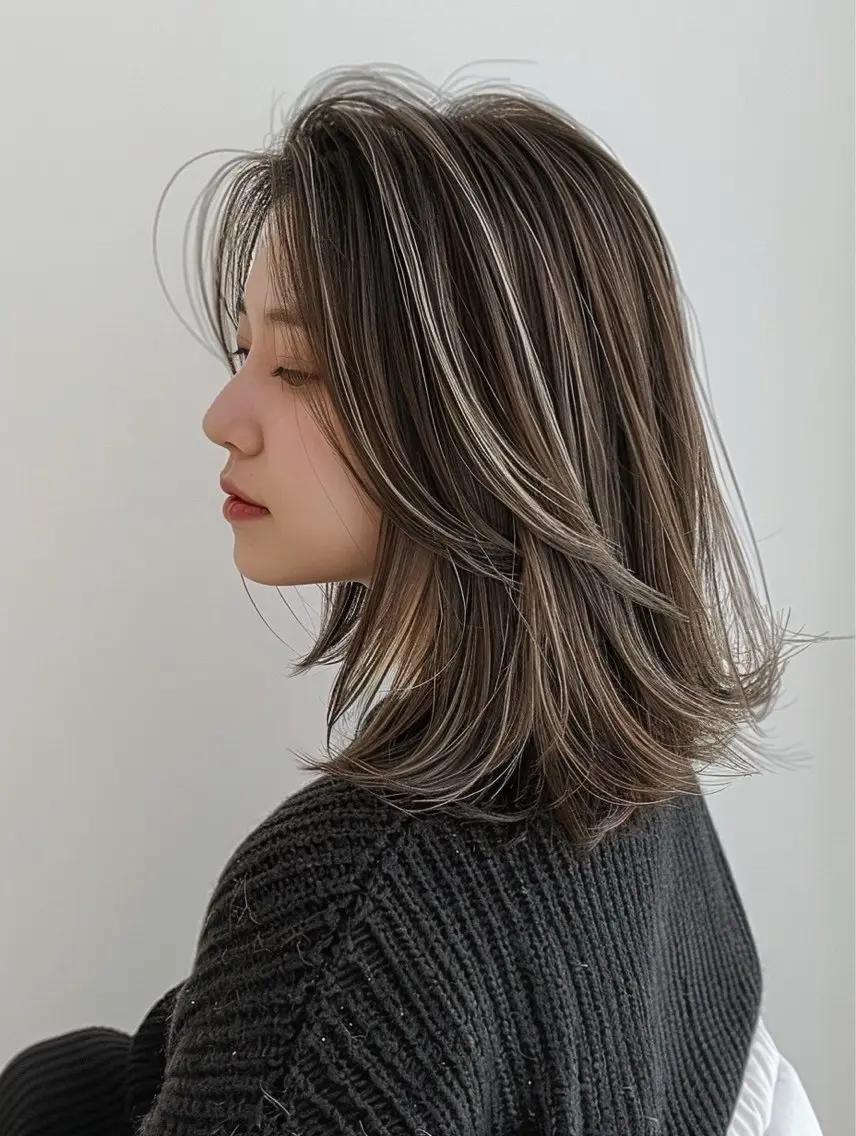 ミディアム カット ヘアカラー 保子 祐里香のヘアスタイル
