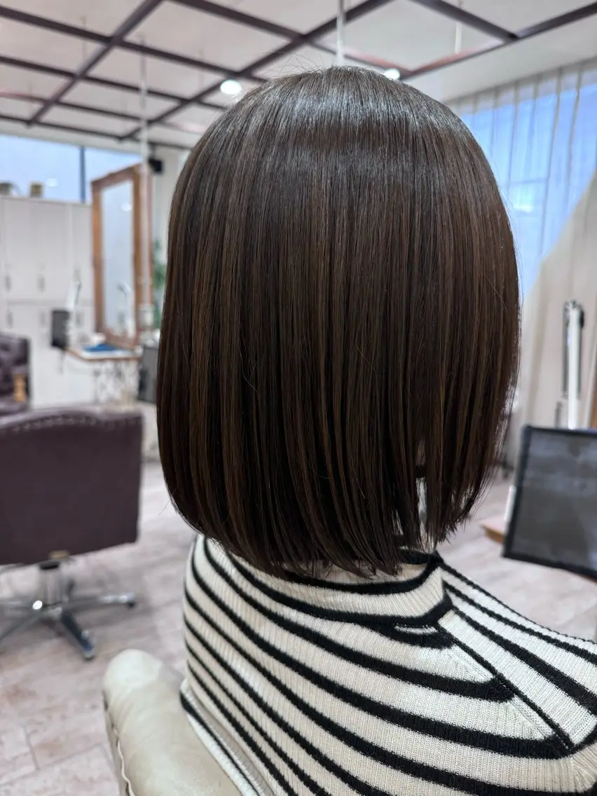 ミディアム ボブ 髪質改善 長めボブ カット ヘアカラー トリートメント 新越谷noble店長 松本拓也▶◀*.のヘアスタイル
