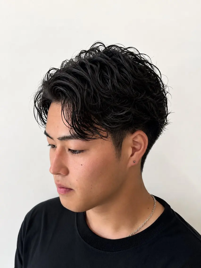ショート パーマ メンズ カット パーマ メンズカット＆パーマ 髪質改善/岩元のヘアスタイル
