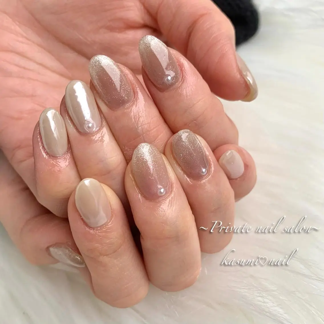 ネイル アートネイル ラメ(グリッター) マグネットネイル ミラーネイル 持ち込み KASUMI♡ Nailのネイルデザイン