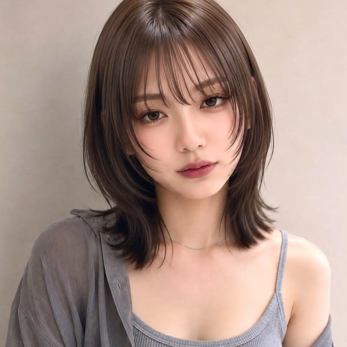 ミディアム カラー パーマ ブラウンカラー チョコレートブラウン ハッシュカット 縮毛矯正 カット ヘアカラー トリートメント ラフモードハッシュ× 巻ける縮毛矯正 渋谷のヘアスタイル