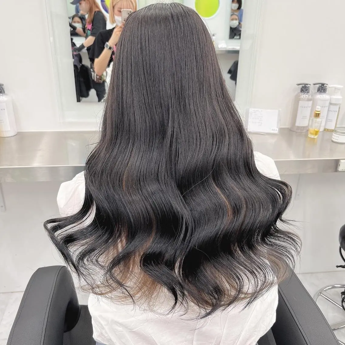 ロング ヘアカラー トリートメント ヘッドスパ 🍒韓国暖色ヘア NO.1🍒🪽のヘアスタイル