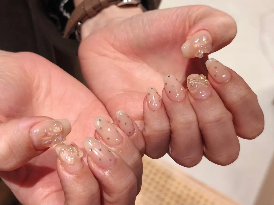 ネイル アートネイル 持ち込み リボン K. SATOのネイルデザイン