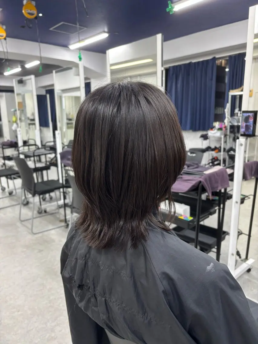 ミディアム y2k✩︎⡱レイヤー ウルフ/オリーブ🍀のヘアスタイル