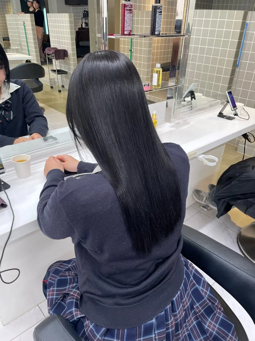 ロング カラー カット ヘアカラー トリートメント 🖤韓国暗髪 |透明感カラー ゆりのヘアスタイル