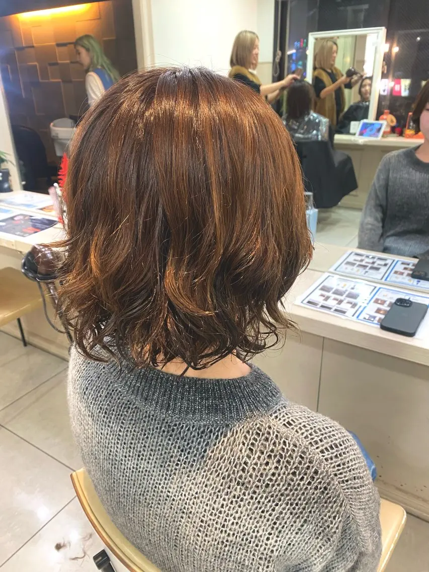 ミディアム パーマ カット パーマ ゆるふわパーマ🌼 アレンジ🌼リョウカのヘアスタイル