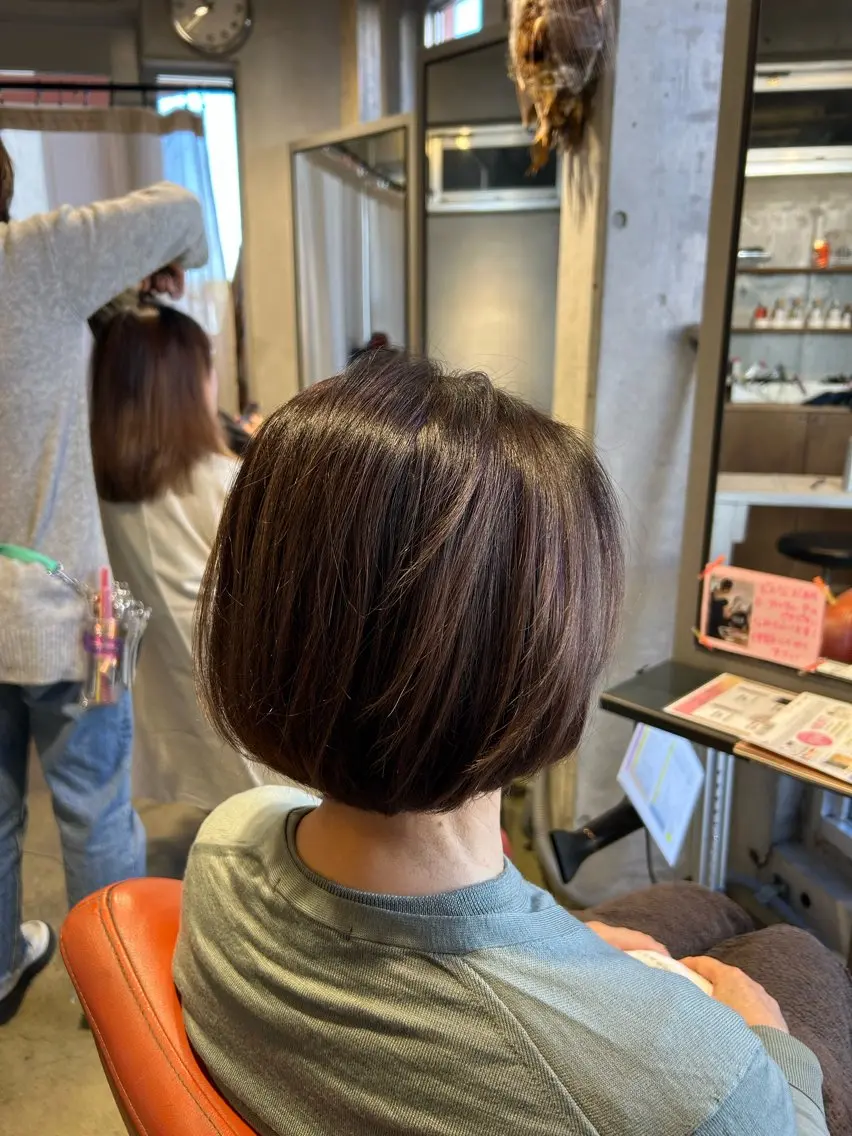 ミディアム カラー カット ヘアカラー 艶カラー/ベージュ/ ショート/安岡哲兵のヘアスタイル