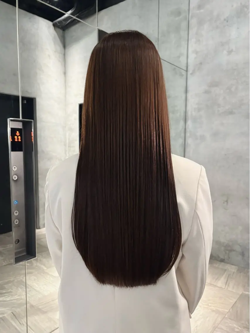 ロング カラー ヘアアレンジ ブリーチ ボルドーカラー ブラウンカラー カシス 透明感カラー 縮毛矯正 トリートメント 🎈ブリーチなし暖色 カラー/レッド/ゆいのヘアスタイル
