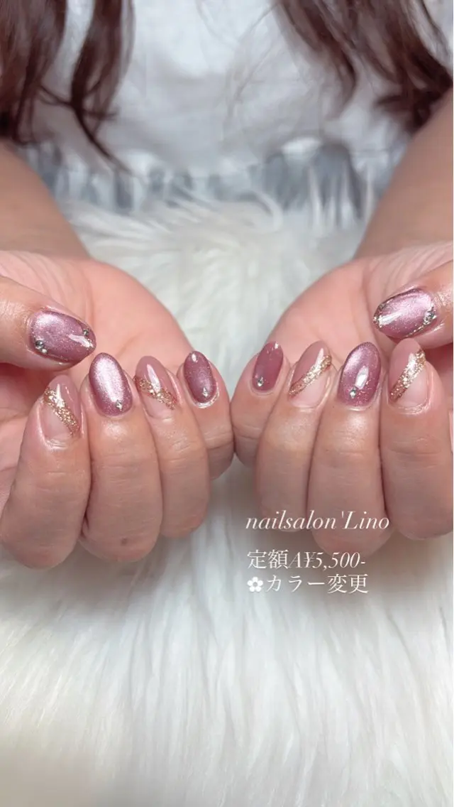 ネイル ピンク 赤色 ハンドネイル Lino𓂃⟡.· Chizuruのネイルデザイン