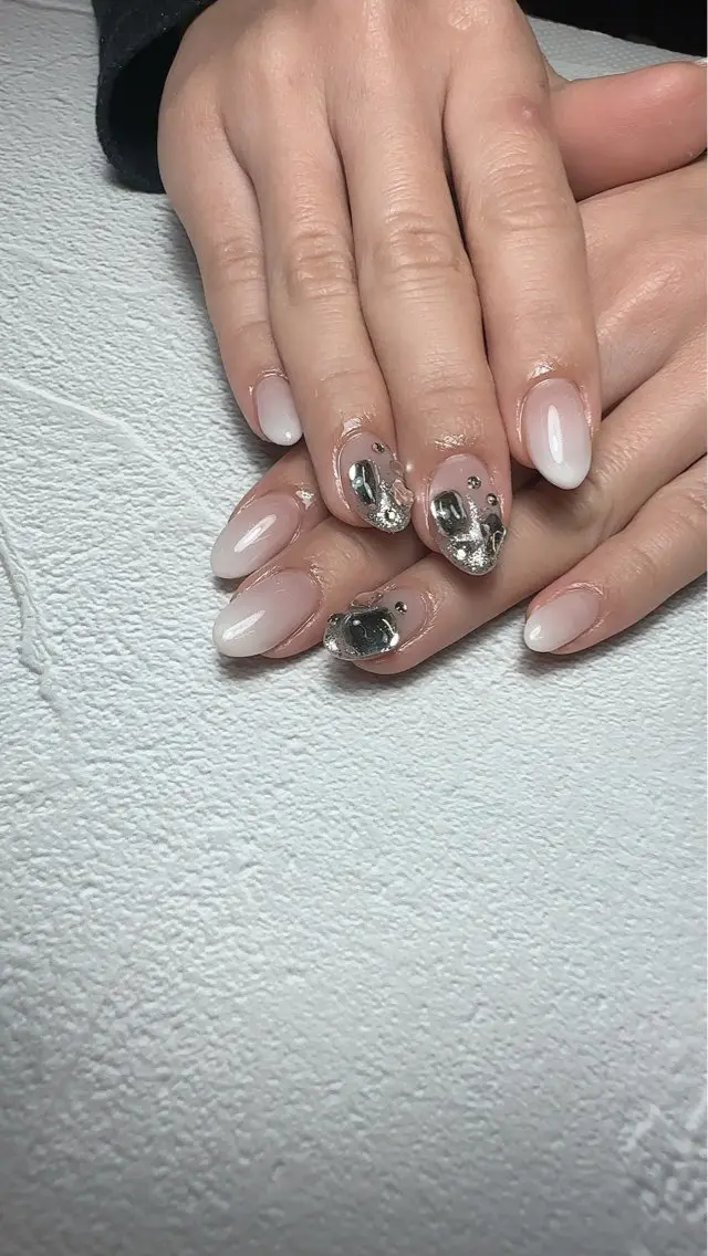 ネイル アートネイル ハート マグネットネイル 持ち込み ニュアンスネイル ハンドネイル Nailsalon Mimiy..♡のネイルデザイン