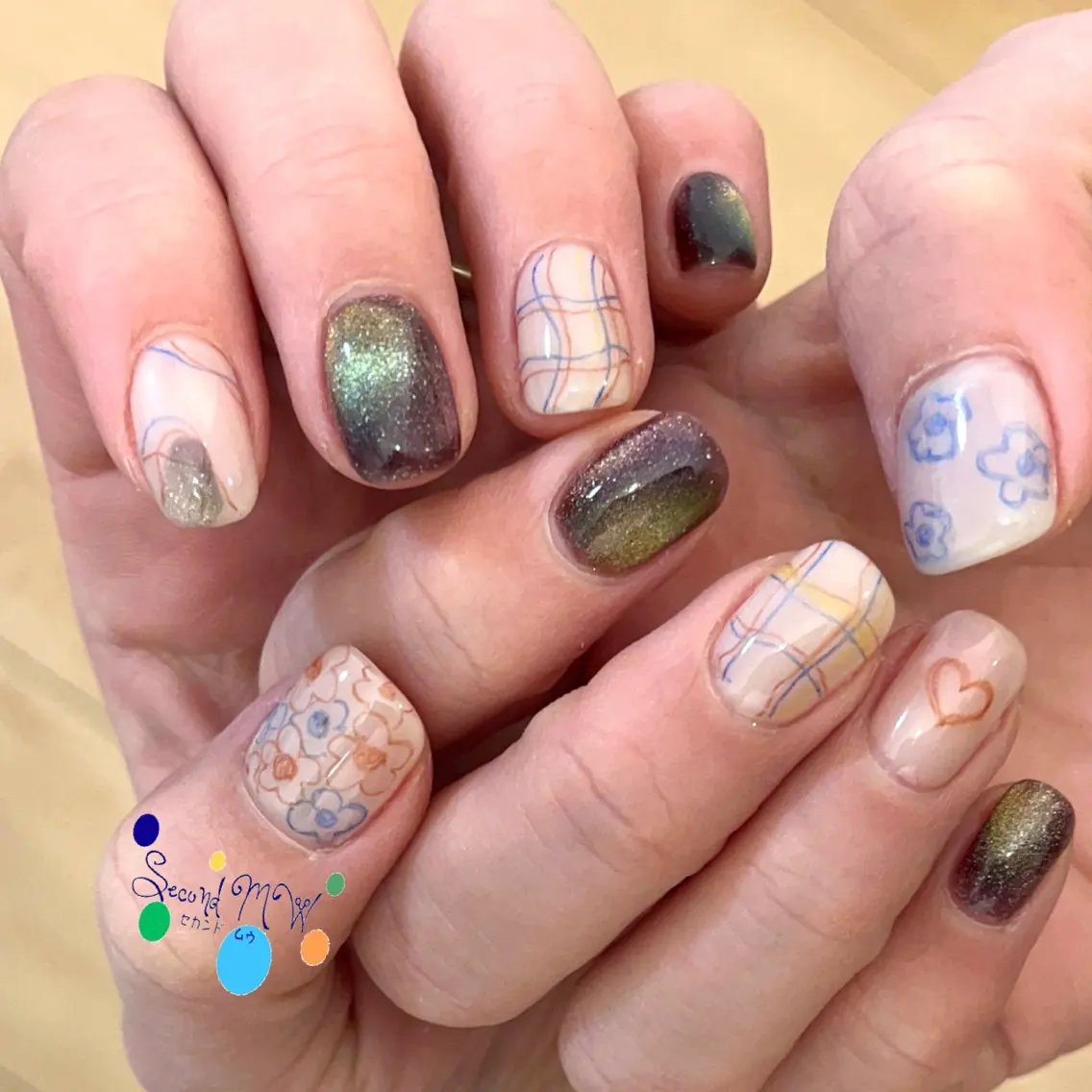 ネイル マグネットネイル 春ネイル SecondMW _nail 川連のネイルデザイン