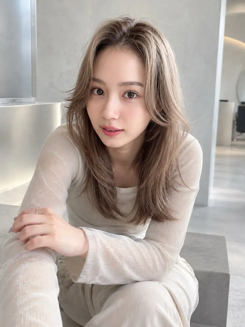 セミロング カラー ヘアアレンジ ブリーチ 透明感カラー ハイトーンカラー 髪質改善 韓国風ヘア ヘアカラー トリートメント ヘアセット 髪質改善🫧縮毛矯正 ハイトーン/れんのヘアスタイル