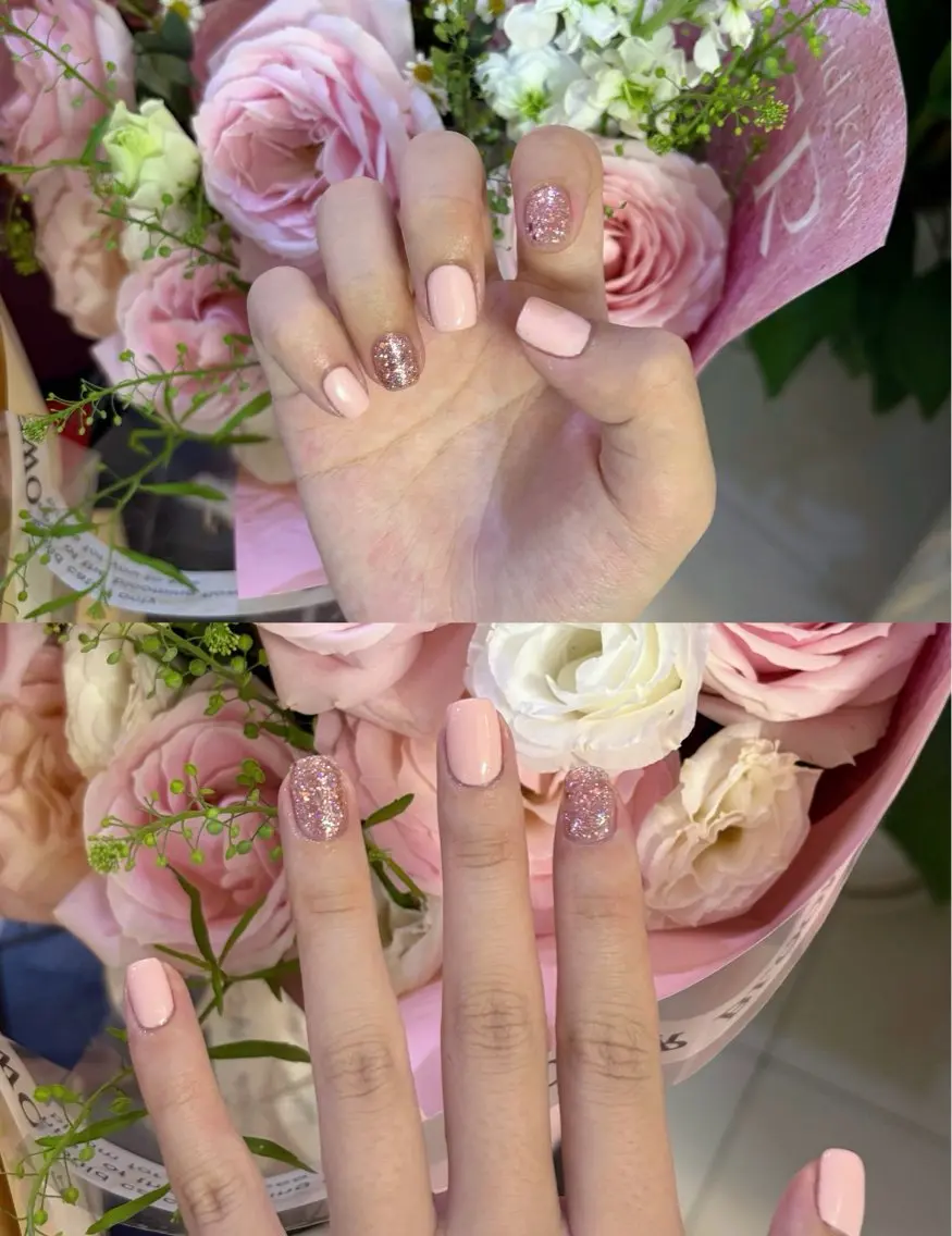 ネイル オーロラネイル チークネイル 長さ出し フレンチネイル ジェルネイル Sun Nail linaのネイルデザイン