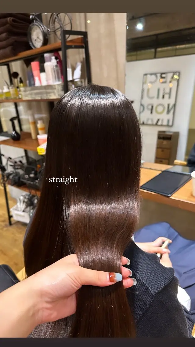 ロング パーマ 縮毛矯正 縮毛矯正 こがねざわみさき 🦭透明感カラーのヘアスタイル