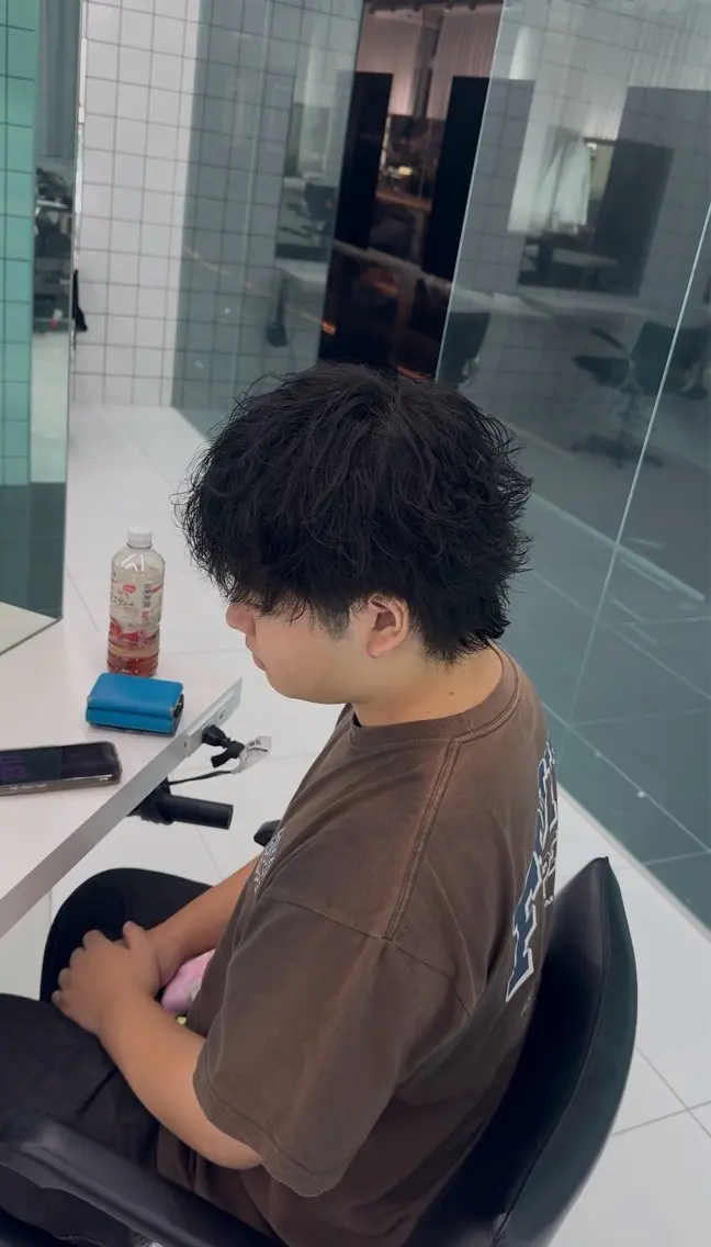 ショート パーマ メンズ メンズパーマ 波巻きパーマ メンズパーマ/ メッシュ/宗形建哉のヘアスタイル