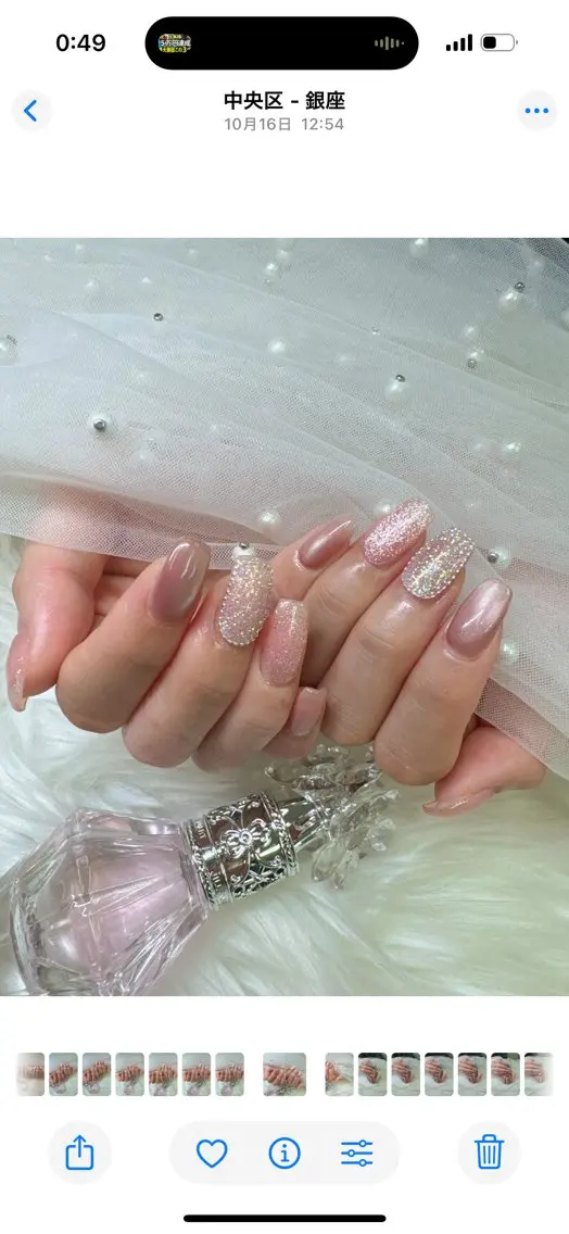 ネイル アートネイル ドット フレンチネイル ガラスフレンチ キラキラネイル ハンドネイル Queeens nailのネイルデザイン