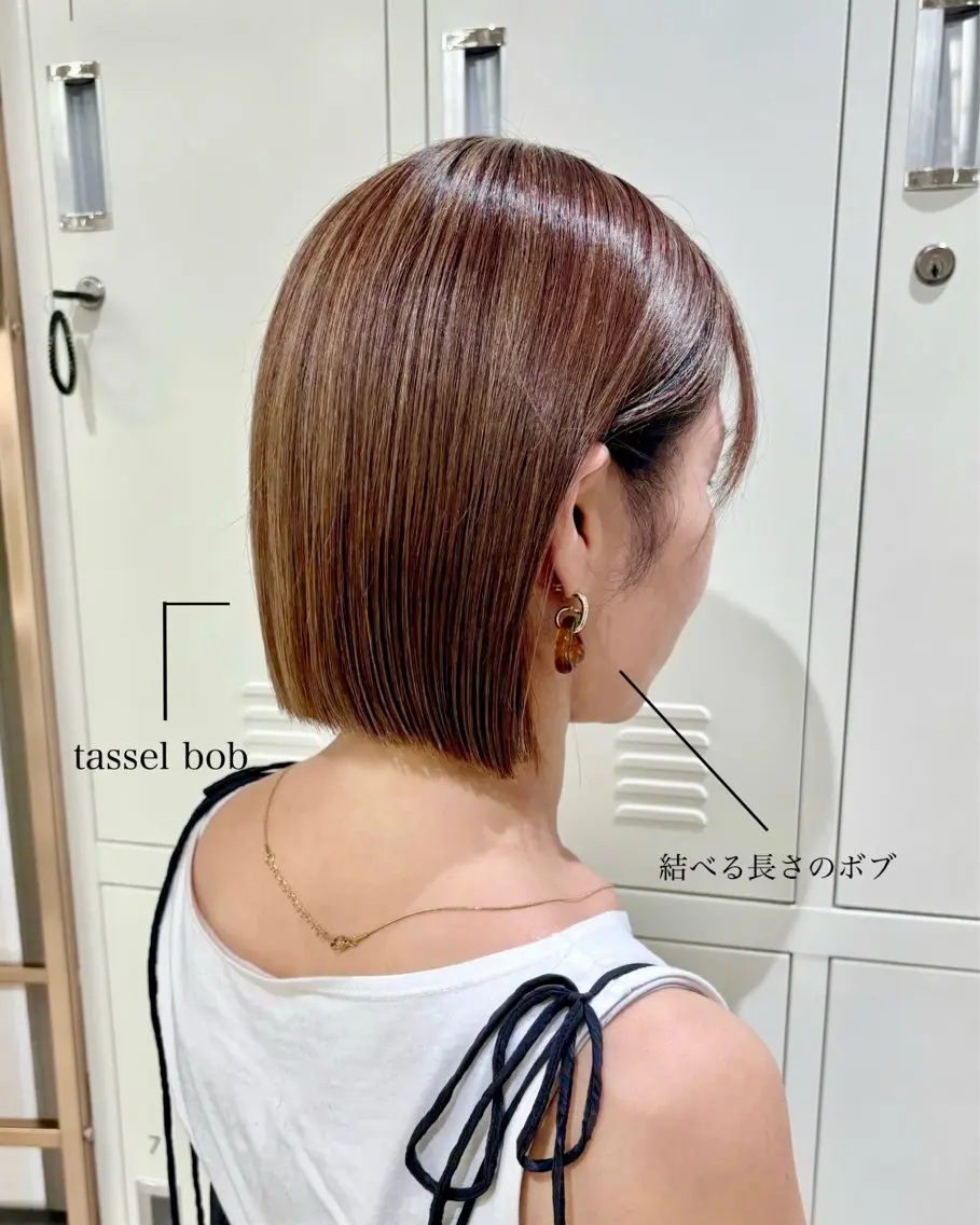 ミディアム カラー 切りっぱなしボブ ショートボブ ハイライトカラー ボブ くびれヘア カット ヘアカラー トリートメント ショート/ボブ/ 透明感カラー/ほのかのヘアスタイル