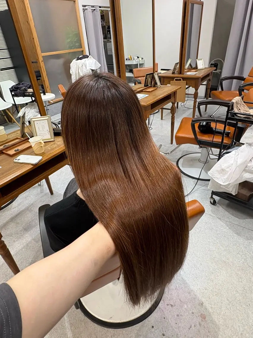 ロング 縮毛矯正 酸性ストレート 縮毛矯正 黒川 綾音のヘアスタイル
