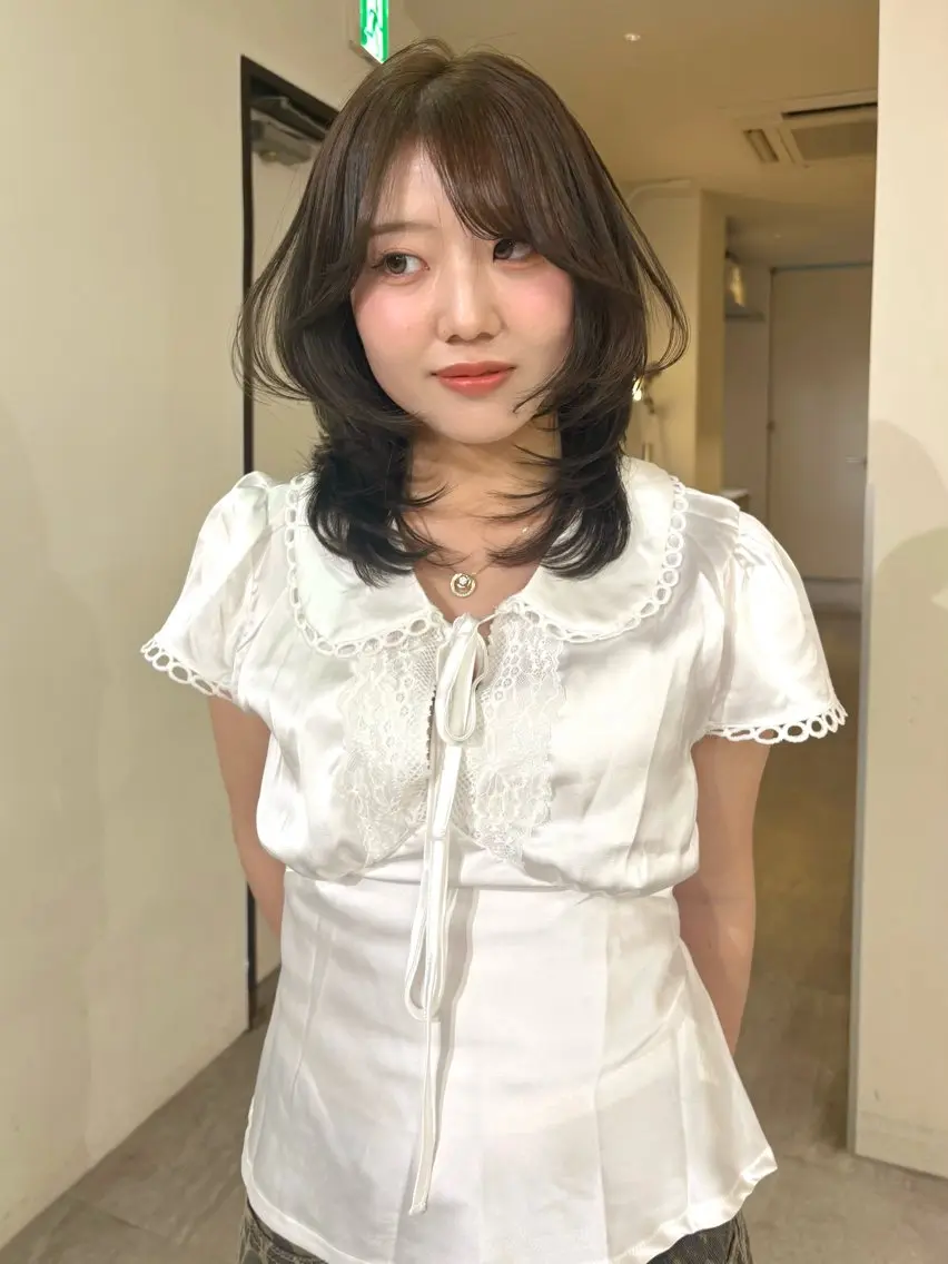 ミディアム カラー カット ヘアカラー mizuki/ピンク ベージュ.レイヤーのヘアスタイル