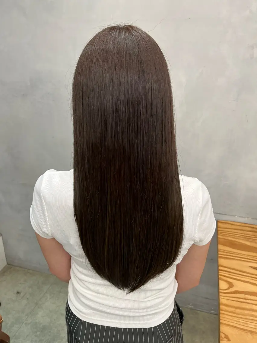 セミロング カラー パーマ ヘアカラー 縮毛矯正 縮毛矯正 / 透明感カラー首藤大翔のヘアスタイル