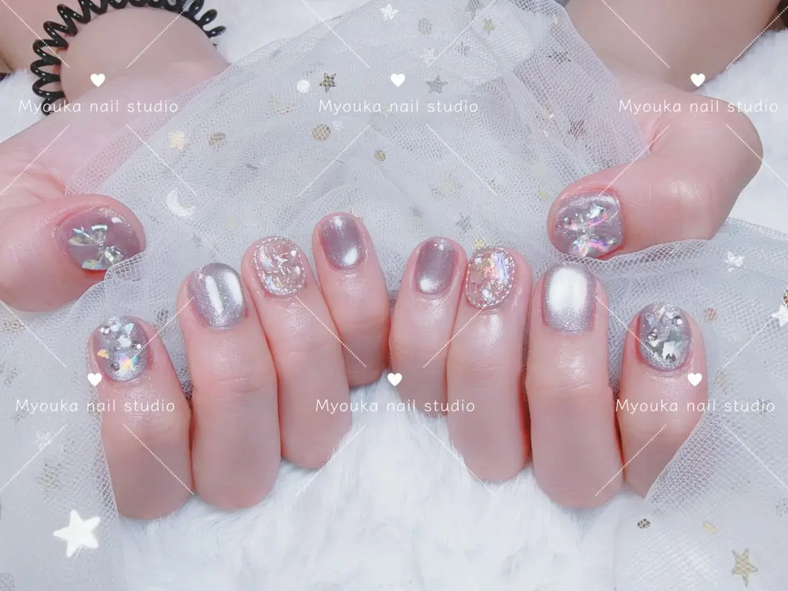 ネイル チークネイル 長さ出し フットネイル ジェルネイル グラデーション ハンドネイル ハンドケア Myouka 板橋区大山駅前店のネイルデザイン