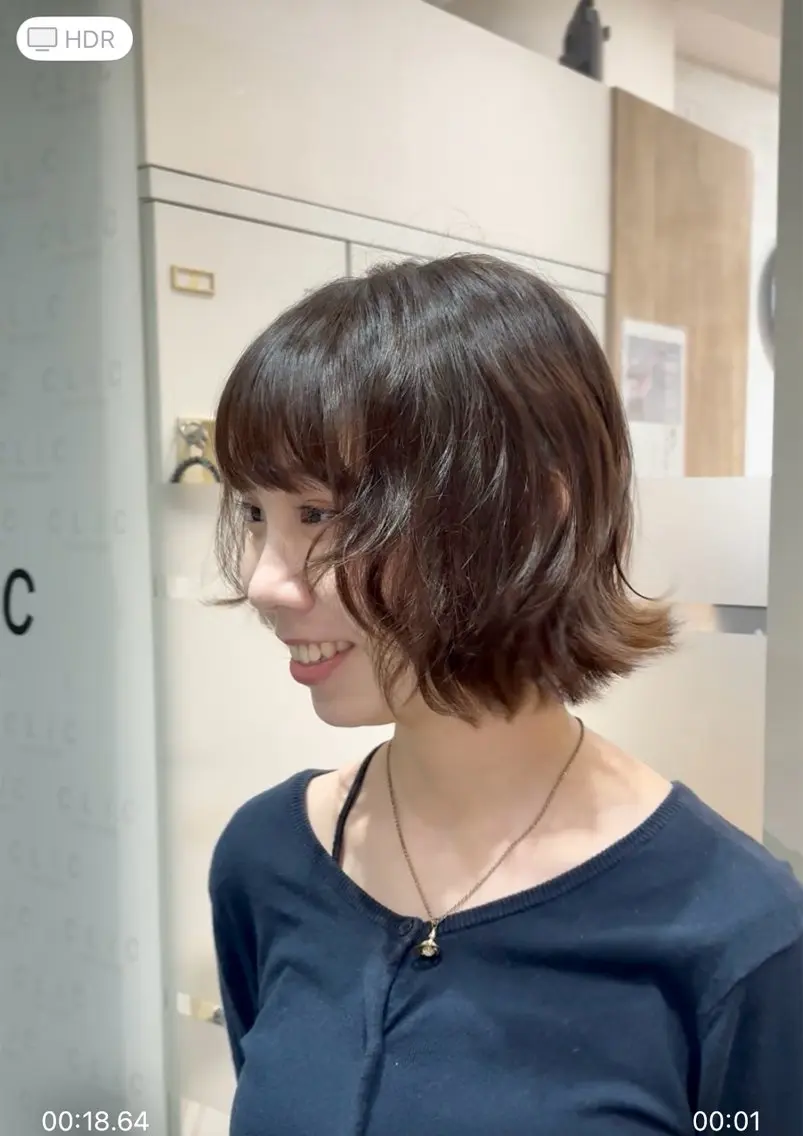 ショート パーマ ボブ プードルパーマ 阪間 遼平のヘアスタイル