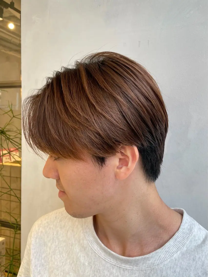 ショート カラー メンズ センターパート ブラウンカラー 透明感カラー カット ヘアカラー メンズ特化🔥 金子直斗のヘアスタイル