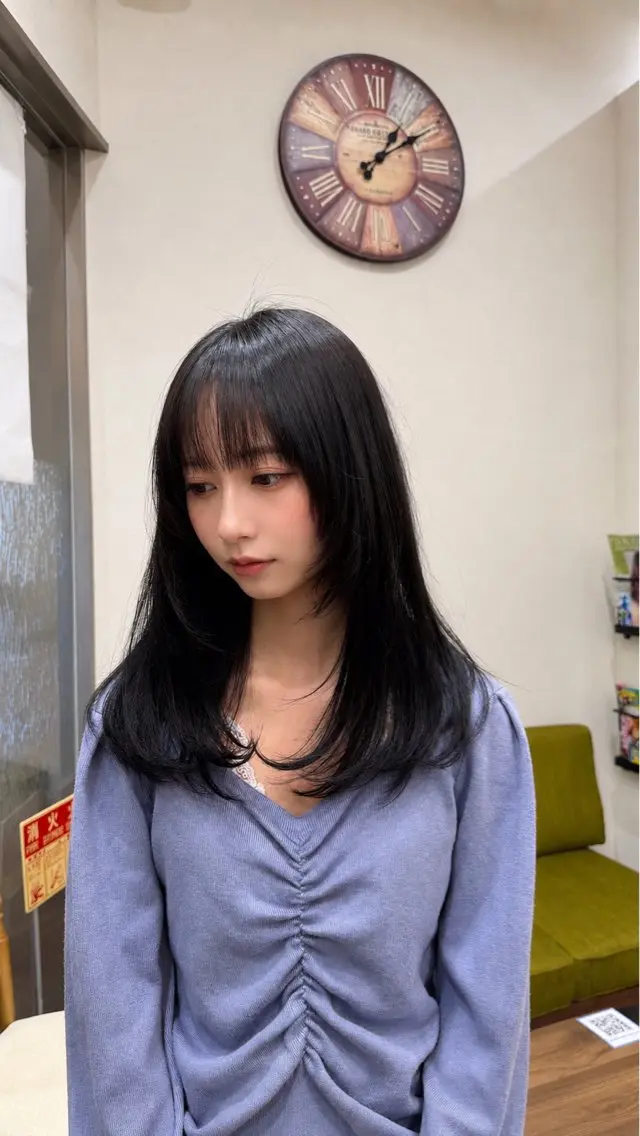 ロング カラー 黒髪 レイヤーカット ヘアカラー 颯人⁑艶カラー/ 透明感カラーのヘアスタイル