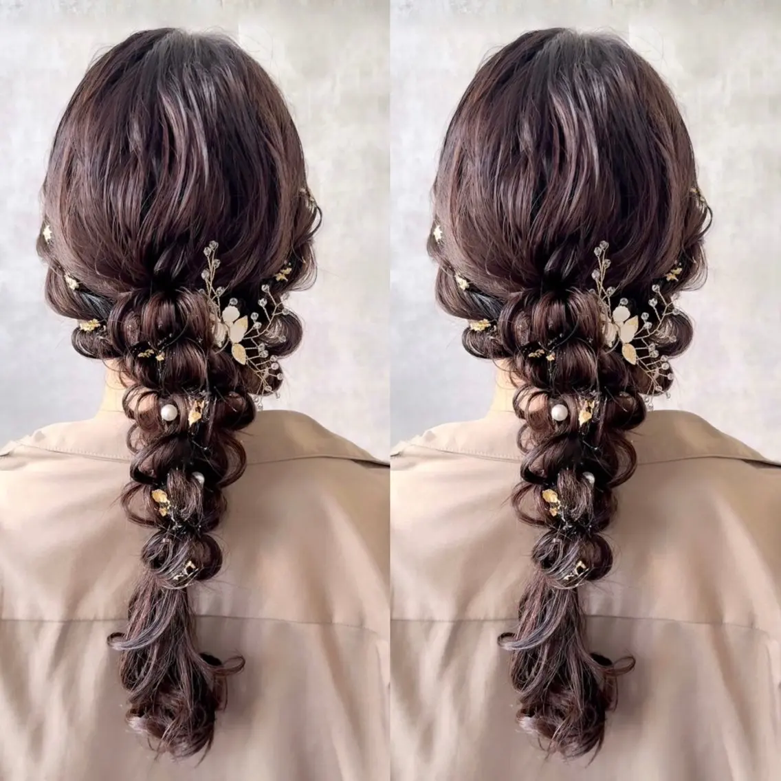 ロング ヘアアレンジ 結婚式・ブライダル ロング 羽エク指名No1✨️ シールエク🌙しぇるのヘアスタイル