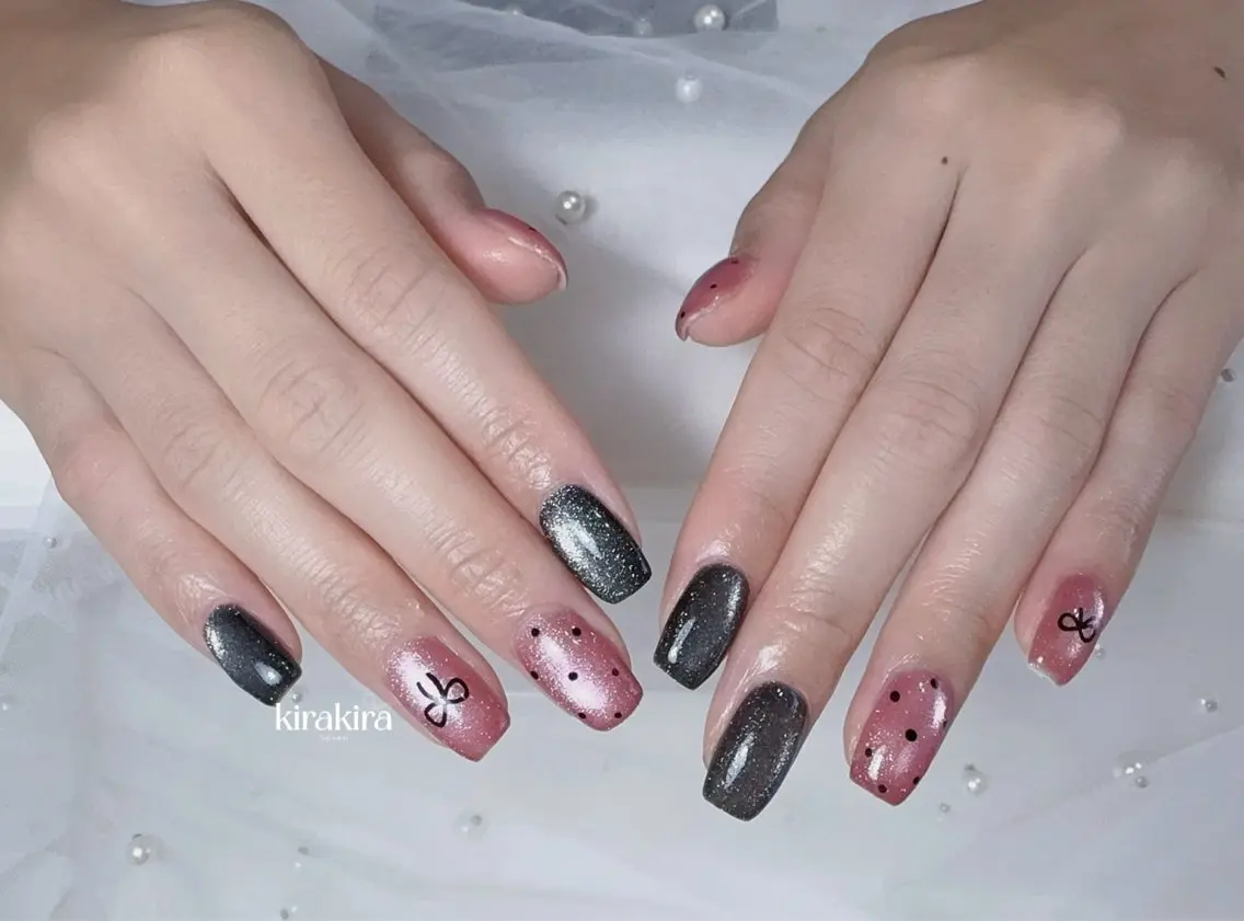 ネイル ドット ジェルネイル マグネットネイル ニュアンスネイル シンプルネイル Kirakira Nail salonのネイルデザイン