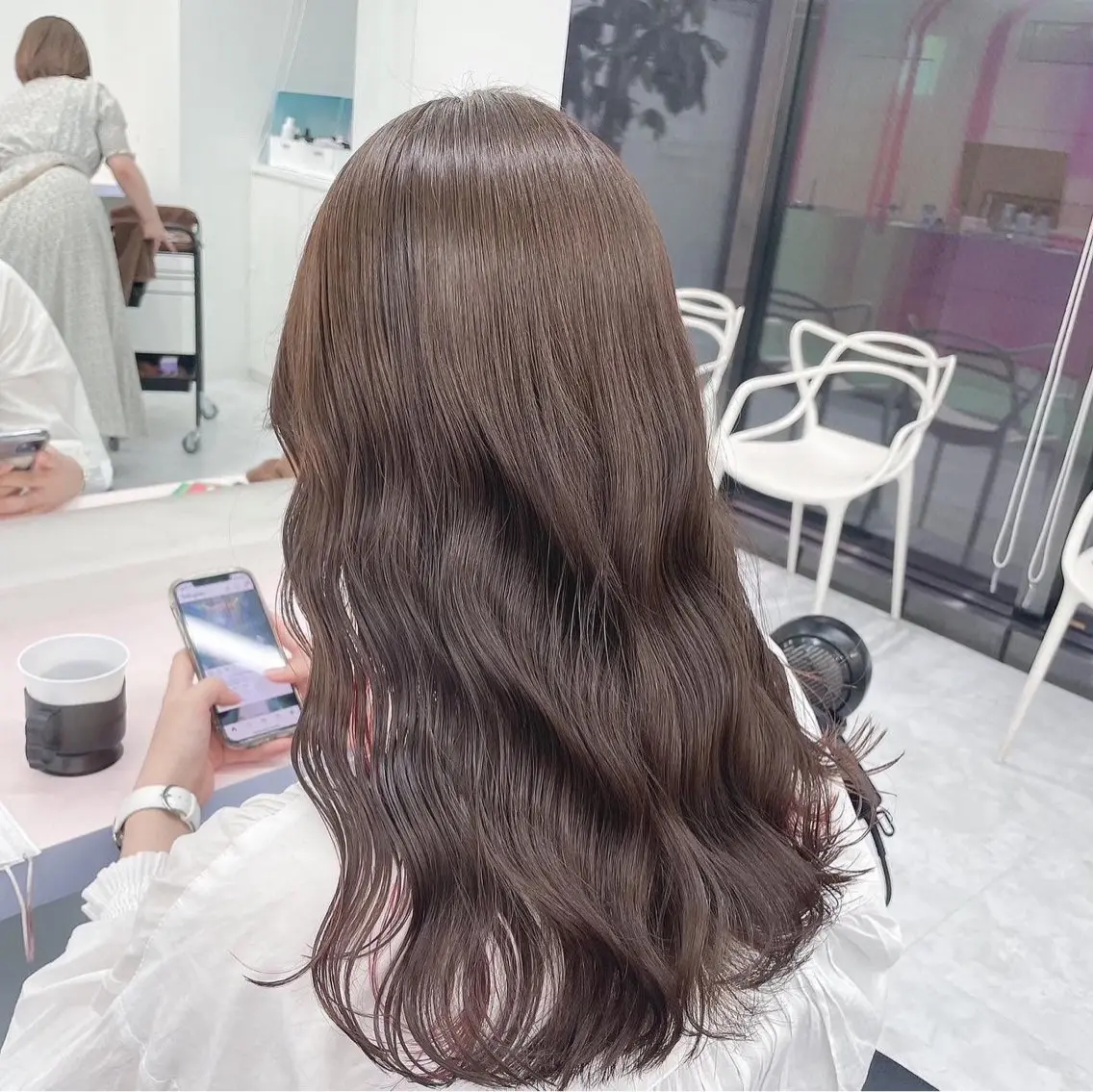 セミロング カラー パーマ ヘアアレンジ メンズ 🤍透明感カラー🤍 似合わせ🤍AINEのヘアスタイル