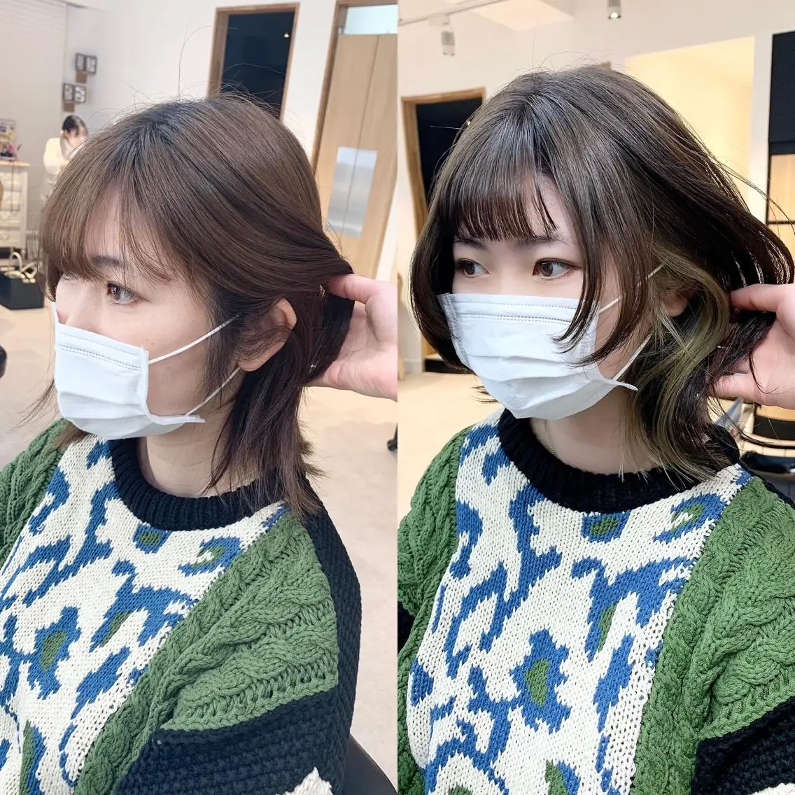 ミディアム カラー パーマ ヘアアレンジ メンズ キッズ ネイル マツエク・マツパ アイブロウ 似合せレイヤー／ 柔らか透明感カラーのヘアスタイル
