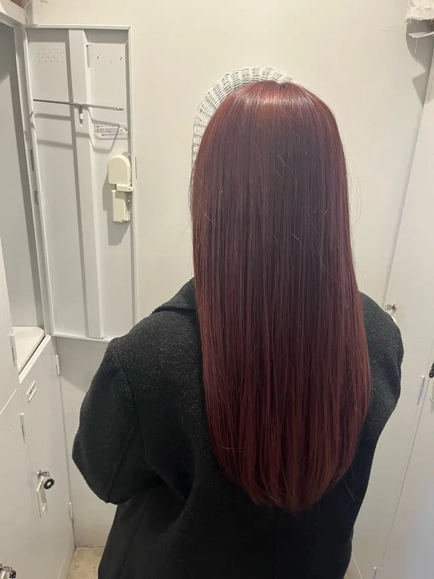 ロング カラー ブリーチ ダブルカラー ヘアカラー あかね 髪質改善ストレートのヘアスタイル