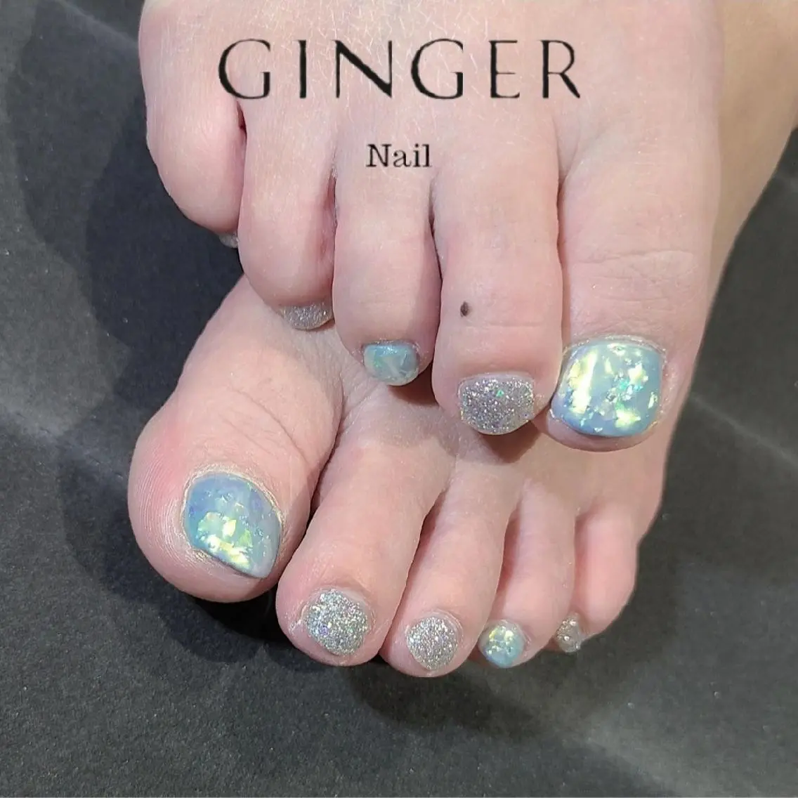 ネイル オーロラネイル フットネイル GINGER  斎藤舞のネイルデザイン